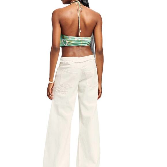 Ser.O.Ya Ellison Print Silk Top Green Nautical Size Large NWT - Picture 2 of 9